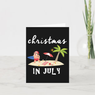 Funny Christmas In July With Surfing Santa Gift Me Card