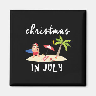 Funny Christmas In July With Surfing Santa Gift Me Magnet