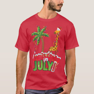 Funny Christmas in JulySanta Giraffe Palm Tree Xma T-Shirt