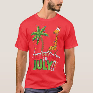 Funny Christmas in JulySanta Giraffe Palm Tree Xma T-Shirt