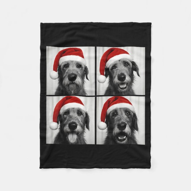 Funny Christmas Irish Wolfhound Santa Dog Lover Ph Fleece Blanket (Front)