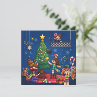 Funny Christmas is Cancelled Chibi Characters Stic Card