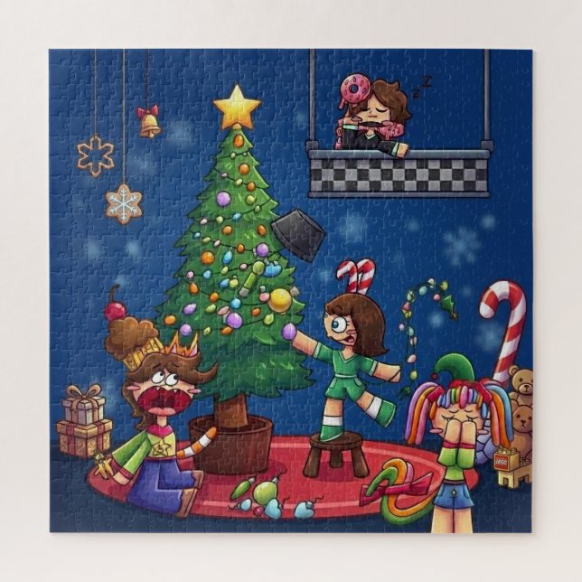 Funny Christmas is Cancelled Chibi Characters Stic Jigsaw Puzzle (Vertical)