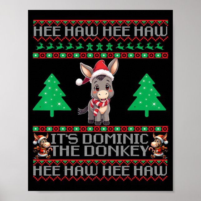 Funny Christmas Italian Christmas Donkey Dominic T Poster (Front)