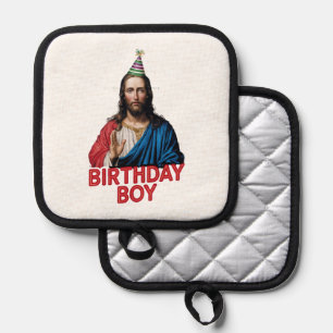 Funny Christmas Jesus Birthday Boy  Pot Holder