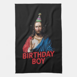 Funny Christmas Jesus Birthday Boy  Tea Towel