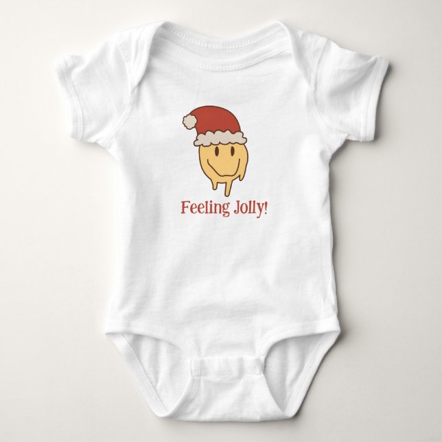 Funny Christmas Jolly Trippy Smile Santa Baby Bodysuit (Front)