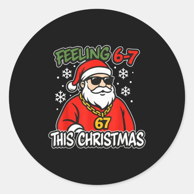 Funny Christmas Kids 6-7 67 Six Seven Meme Boys Ch Classic Round Sticker (Front)