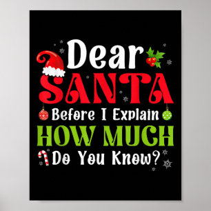 Funny Christmas Kids Boys Girls Dear Santa I Can E Poster