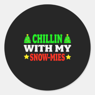 Funny Christmas Kids Christmas Pajamas Girls Boys  Classic Round Sticker