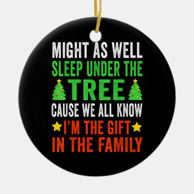 Funny Christmas Kids Christmas Pyjamas Girls Boys Ceramic Tree Decoration (Front)