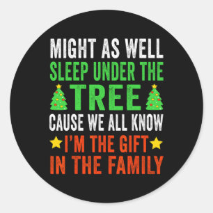 Funny Christmas Kids Christmas Pyjamas Girls Boys Classic Round Sticker