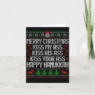 Funny Christmas Kiss My Happy Hanukkah Humor  Card