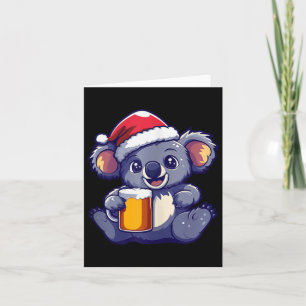 Funny Christmas Koala With Beer Comic Card