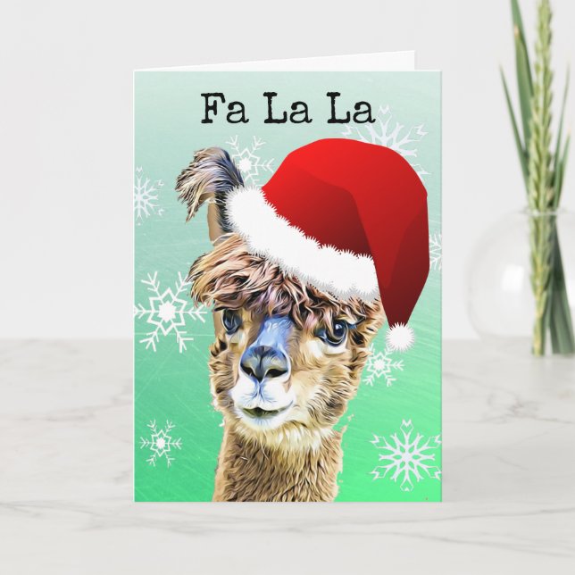 Funny Christmas La La Llama Holidays Card (Front)