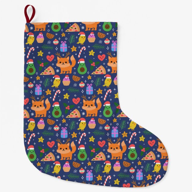 Funny Christmas Large Christmas Stocking (Front)