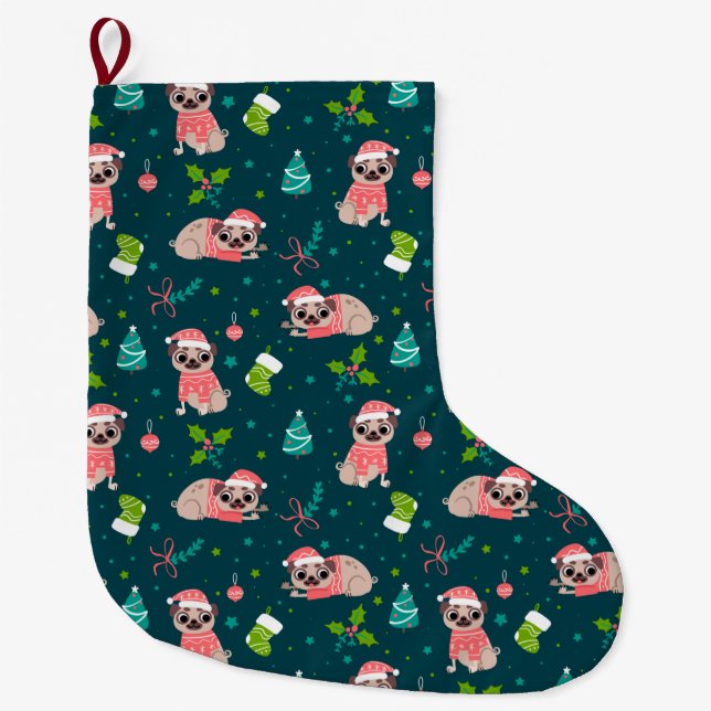Funny Christmas Large Christmas Stocking (Front)