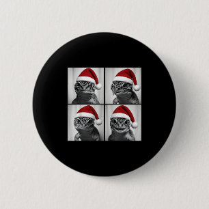 Funny Christmas Leopard Gecko Santa Photo Booth  6 Cm Round Badge