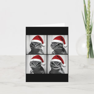 Funny Christmas Leopard Gecko Santa Photo Booth  Card