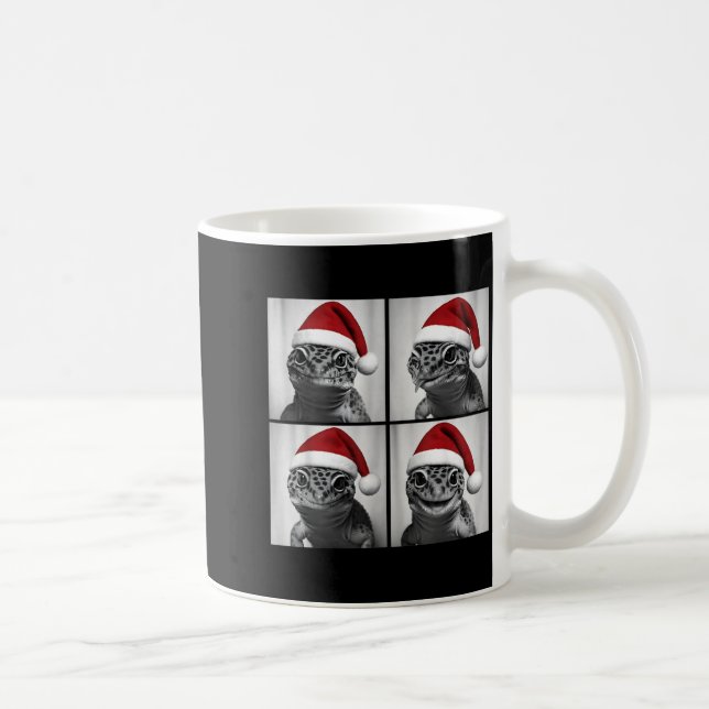 Funny Christmas Leopard Gecko Santa Photo Booth  Coffee Mug (Right)