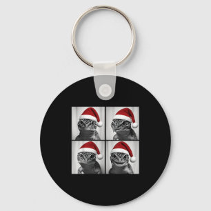 Funny Christmas Leopard Gecko Santa Photo Booth Key Ring