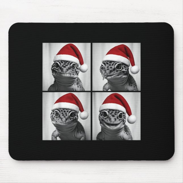 Funny Christmas Leopard Gecko Santa Photo Booth  Mouse Pad (Front)