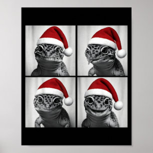 Funny Christmas Leopard Gecko Santa Photo Booth Poster
