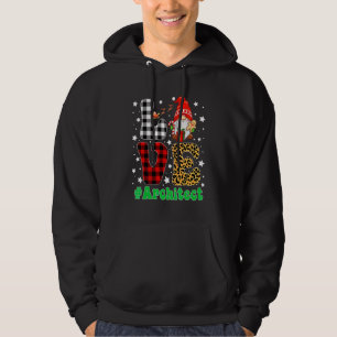 Funny Christmas Leopard Plaid LOVE Architect Gnome Hoodie