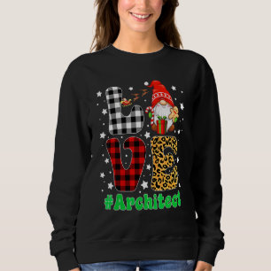 Funny Christmas Leopard Plaid LOVE Architect Gnome Sweatshirt
