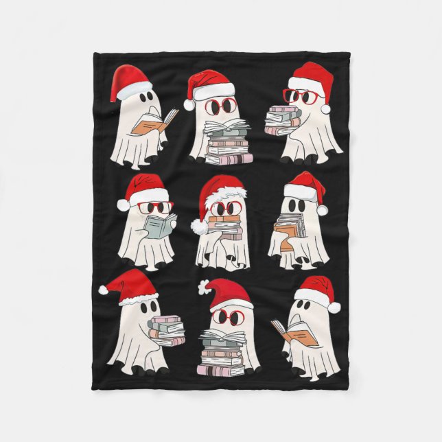 Funny Christmas Library Teacher  Fleece Blanket (Front)