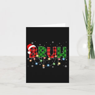 Funny Christmas Light Bruh Plaid Xmas Pyjamas Boys Card