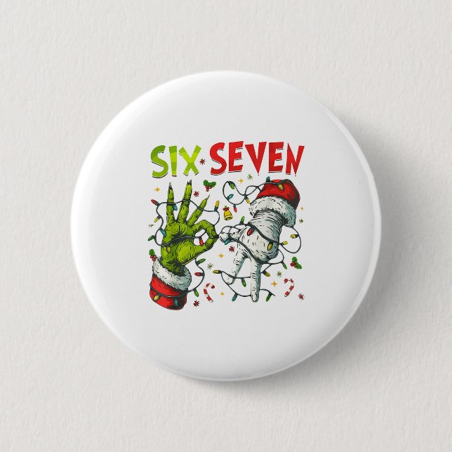 Funny Christmas Lights 6 7 Meme Six Seven Matching 6 Cm Round Badge (Front)