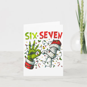 Funny Christmas Lights 6 7 Meme Six Seven Matching Card