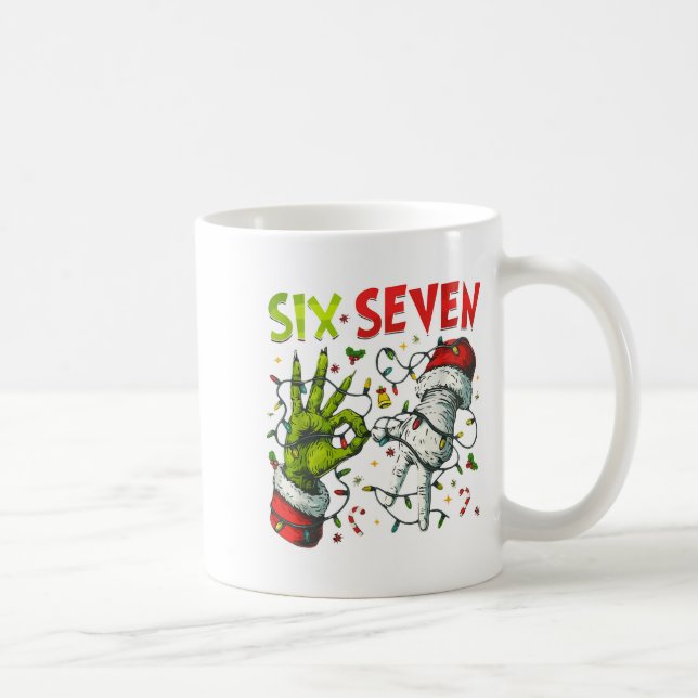 Funny Christmas Lights 6 7 Meme Six Seven Matching Coffee Mug (Right)