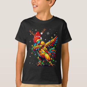 Funny Christmas Lights Chicken Santa Dabbing Xmas  T-Shirt