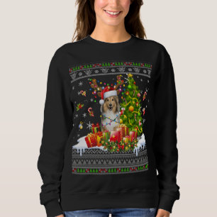Funny Christmas Lights Sheltie Dog Funny Xmas Ugly Sweatshirt