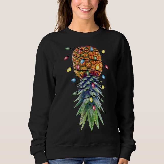 Funny Christmas Lights Upside Down Pineapple Swing Sweatshirt (Front)