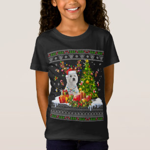 Funny Christmas Lights Westie Dog Funny Xmas Ugly T-Shirt