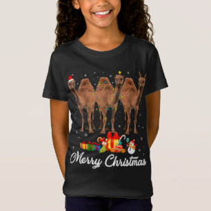 Funny Christmas Lights Xmas Pajama Camel Animals L T-Shirt