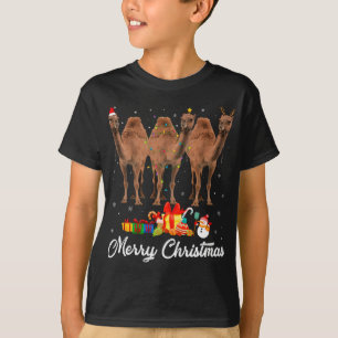 Funny Christmas Lights Xmas Pajama Camel Animals L T-Shirt