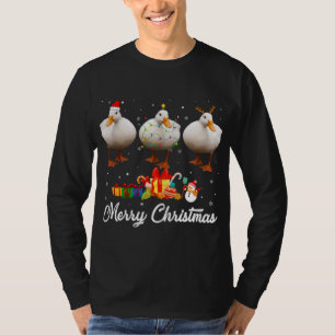 Funny Christmas Lights Xmas Pajama Duck Animals Lo T-Shirt