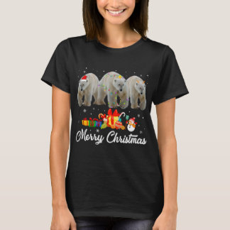 Funny Christmas Lights Xmas Pajama Polar Bear Anim T-Shirt