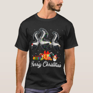 Funny Christmas Lights Xmas Pajama Skunk Animals L T-Shirt
