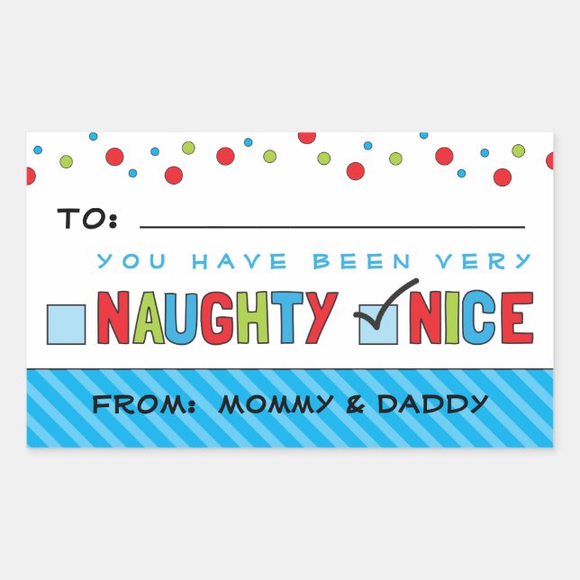 Funny Christmas List Naughty or Nice Gift Stickers (Front)