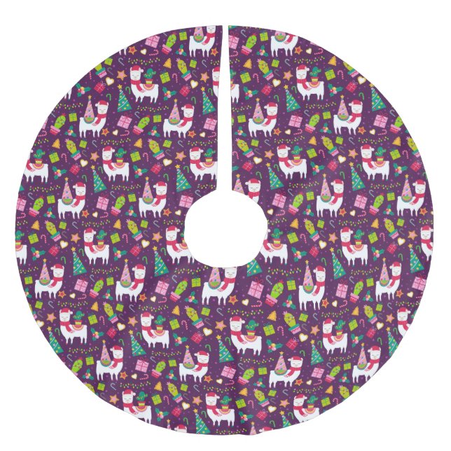 Funny  Christmas Llama Brushed Polyester Tree Skirt (Front)