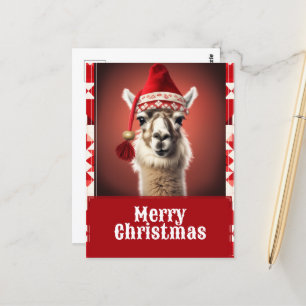 Funny Christmas Llama Postcard