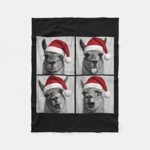 Funny Christmas Llama Santa Photo Booth  Fleece Blanket