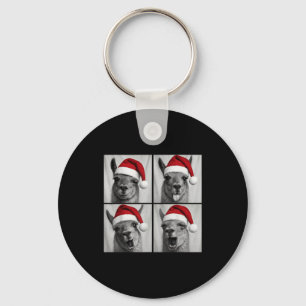 Funny Christmas Llama Santa Photo Booth  Key Ring
