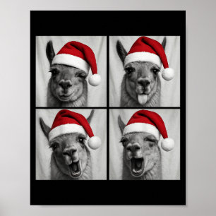 Funny Christmas Llama Santa Photo Booth  Poster