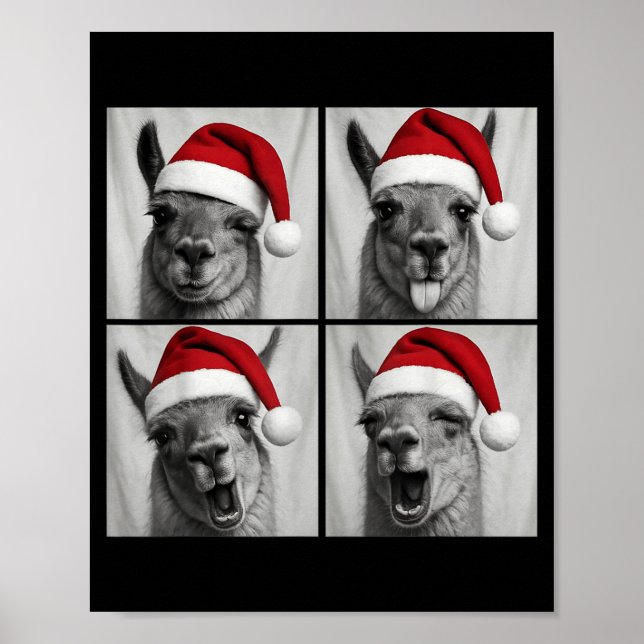 Funny Christmas Llama Santa Photo Booth  Poster (Front)